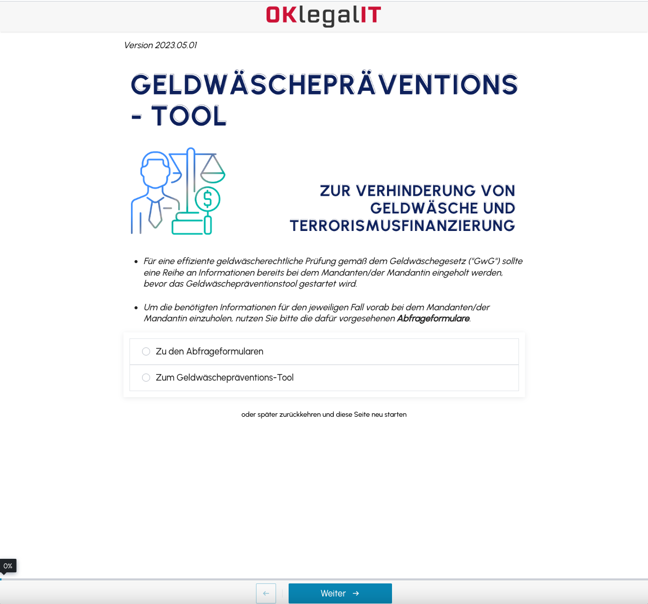 Geldwäschepräventions-Tool, ein Legal Tech Produkt der OK Legal IT GmbH