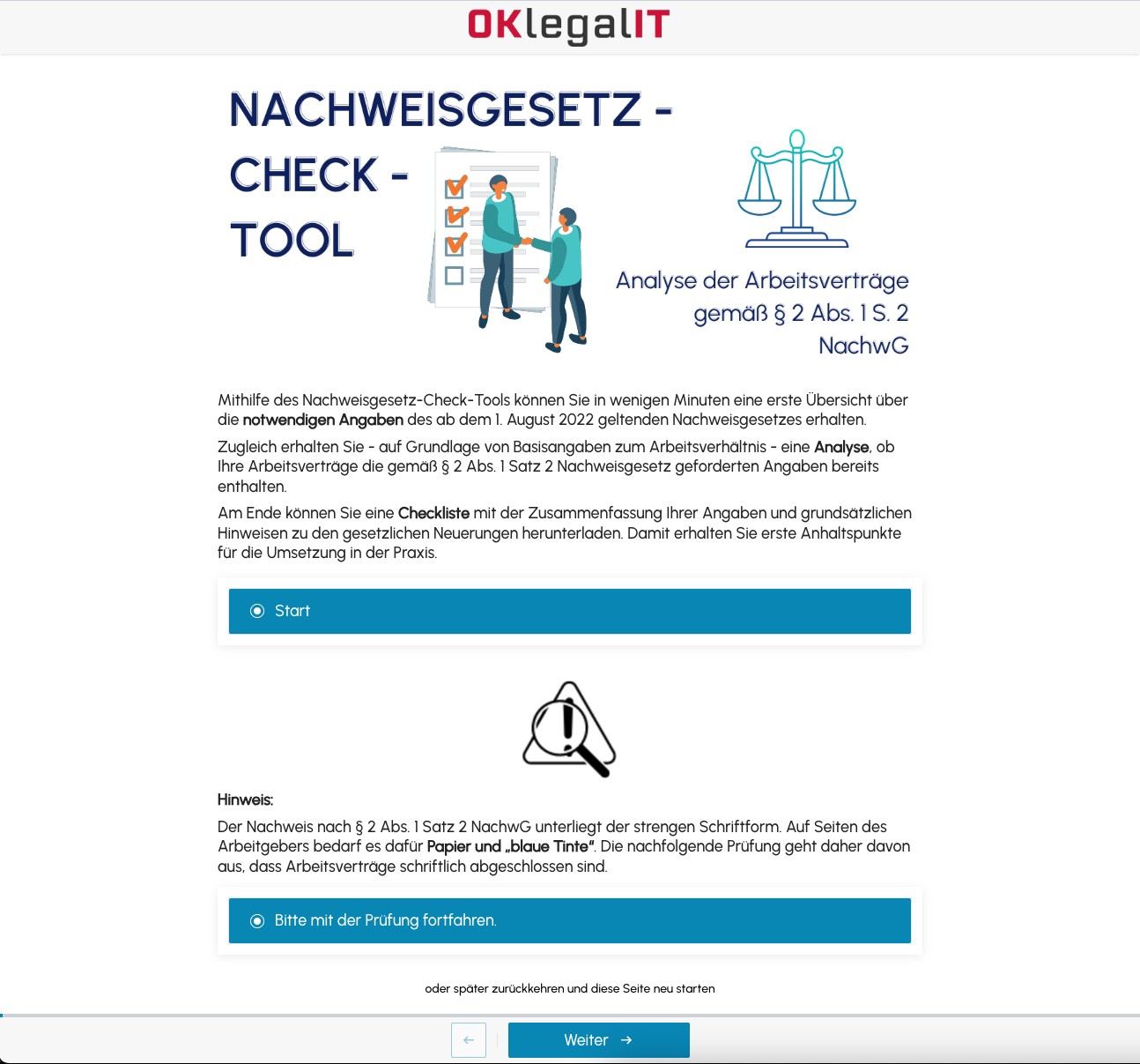 Nachweisgesetzschutz-Tool, ein Legal Tech Produkt der OK Legal IT GmbH